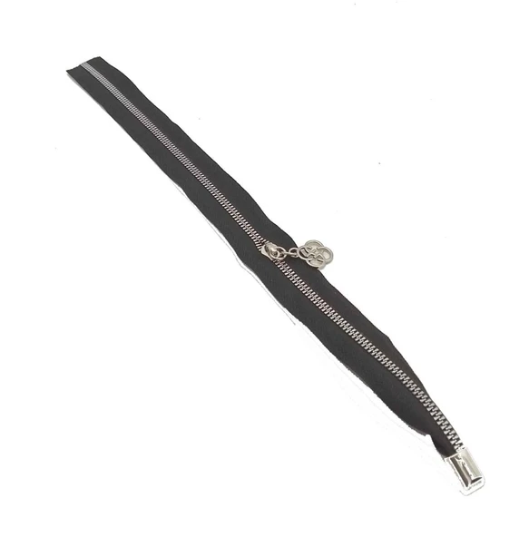 Çanta Aksesuar Tek Stoplu 45 Cm Fermuar Gümüş Metal Siyah Renk