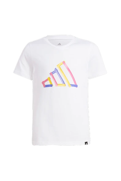 adidas Unisex Çocuk Beyaz  T-Shirt J T TEE JD4638 - Resim 8