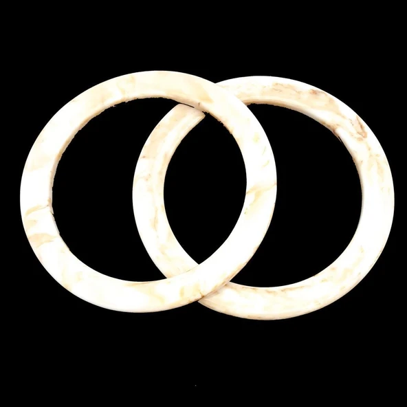 Çanta Aksesuar 15cm Yuvarlak Akrilik Bej Mermer Desen Çanta Sapı - 2