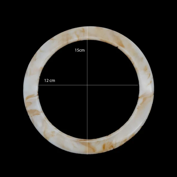 Çanta Aksesuar 15cm Yuvarlak Akrilik Bej Mermer Desen Çanta Sapı - 3