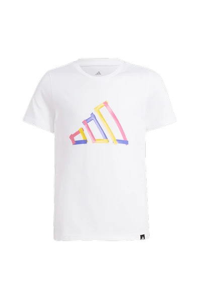 adidas Unisex Çocuk Beyaz  T-Shirt J T TEE JD4638 - Resim 10