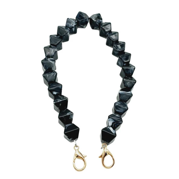 Çanta Aksesuar Akrilik Sekizgen Boncuklu Siyah Renk 50 Cm Çanta Sapı ürün görseli 1