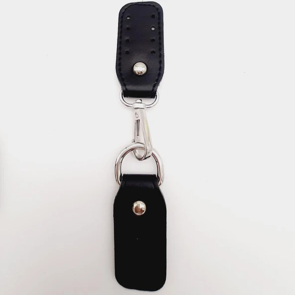 Çanta Aksesuar Suni Deri Siyah Çift Kat Dikişli Kancalı Kilitli Böce Gümüş Metalli ürün görseli 1