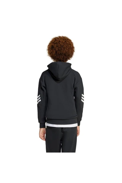 adidas Unisex Çocuk  Siyah  Ceket J FI 3S FZ HD JJ4801 - Resim 2