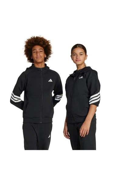 adidas Unisex Çocuk  Siyah  Ceket J FI 3S FZ HD JJ4801 - Resim 7