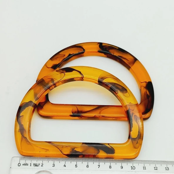 Çanta Aksesuar D Model Leopar Desen Kehribar Renk Akrilik Çanta Sapı - 2