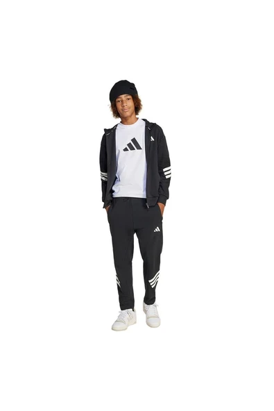 adidas Unisex Çocuk  Siyah  Ceket J FI 3S FZ HD JJ4801 - Resim 3