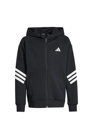 adidas Unisex Çocuk  Siyah  Ceket J FI 3S FZ HD JJ4801 - Resim 9