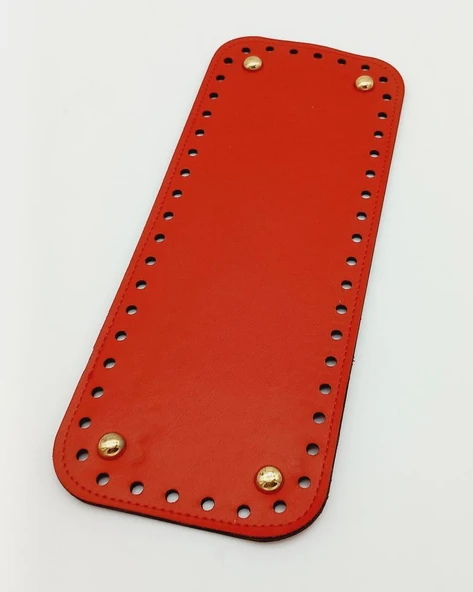 Çanta Aksesuar Suni Deri Kırmızı Renk 30X12 cm Dikdörtgen Çanta Tabanı (Light Gold Aparatlı)