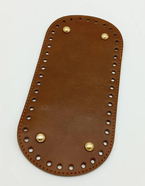 Çanta Aksesuar Suni Deri Taba Renk 25X12 cm Oval Çanta Tabanı (Light Gold Aparatlı)