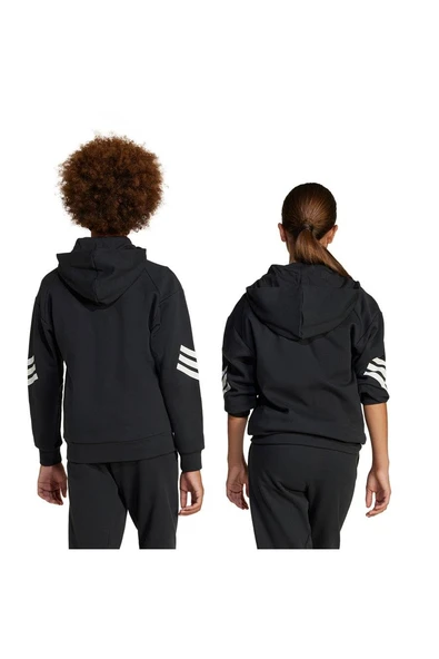 adidas Unisex Çocuk  Siyah  Ceket J FI 3S FZ HD JJ4801 - Resim 6