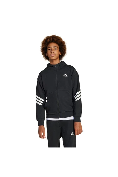 adidas Unisex Çocuk  Siyah  Ceket J FI 3S FZ HD JJ4801 ürün görseli 1