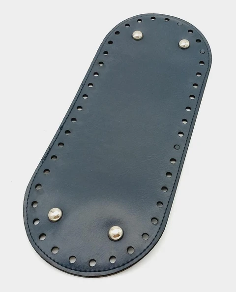 Çanta Aksesuar Suni Deri Lacivert Renk 30X12 cm Oval Çanta Tabanı (Gümüş Aparatlı) ürün görseli 1