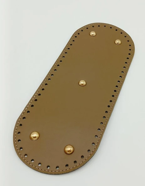 Çanta Aksesuar Suni Deri Vizon Renk 30X12 cm Oval Çanta Tabanı (Light Gold Aparatlı) ürün görseli 1