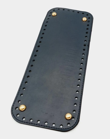 Çanta Aksesuar Suni Deri Lacivert Renk 30X12 cm Dikdörtgen Çanta Tabanı (Light Gold Aparatlı)