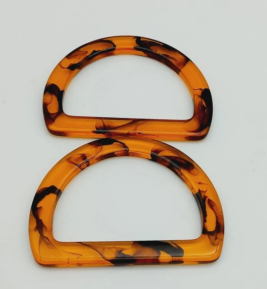 Çanta Aksesuar D Model Leopar Desen Kehribar Renk Akrilik Çanta Sapı - 3