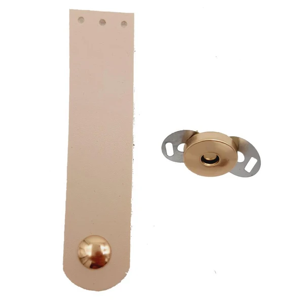 Çanta Aksesuar Tek Kat Suni Deri Krem Light Gold Metalli Kapak ürün görseli 1