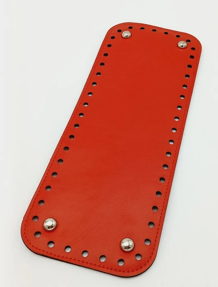 Çanta Aksesuar Suni Deri Kırmızı Renk 30X12 cm Dikdörtgen Çanta Tabanı (Gümüş Aparatlı) ürün görseli 1