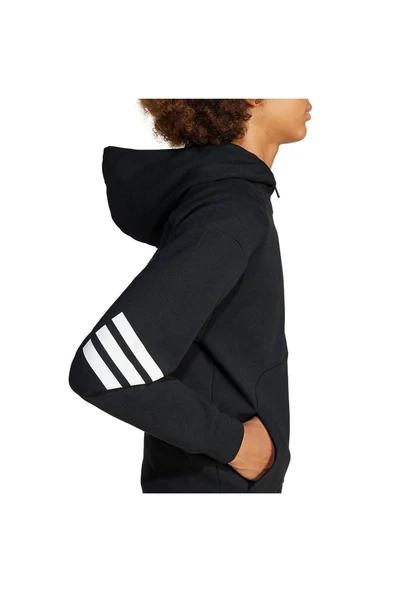 adidas Unisex Çocuk  Siyah  Ceket J FI 3S FZ HD JJ4801 - Resim 5