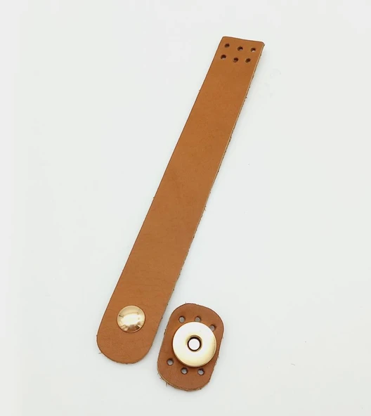 Çanta Aksesuar 18x2,3 cm Taba Gerçek Deri Düz Çanta Kapağı Light Gold Metalli
