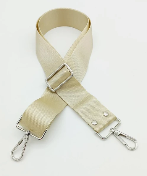 Çanta Aksesuar Polyester Kolon 120X4 Cm Bej Gümüş Metalli
