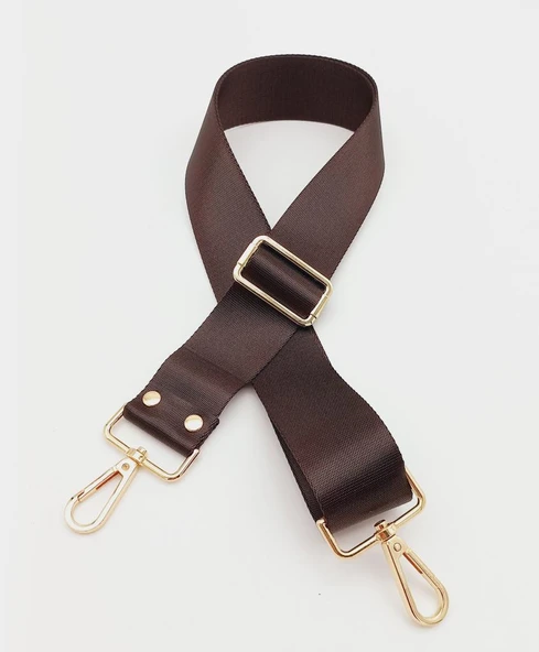 Çanta Aksesuar Polyester Kolon 120X4 Cm Kahverengi Light Gold Metalli