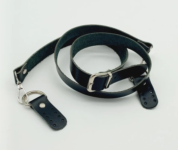 Çanta Aksesuar Gerçek Deri Ayarlı Uzun Sap 2.3X130 Siyah Gümüş Metalli - 2