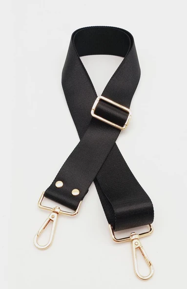 Çanta Aksesuar Polyester Kolon 120X4 Cm Siyah Light Gold Metalli