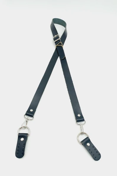 Çanta Aksesuar Gerçek Deri Ayarlı Uzun Sap 2.3X130 Siyah Gümüş Metalli