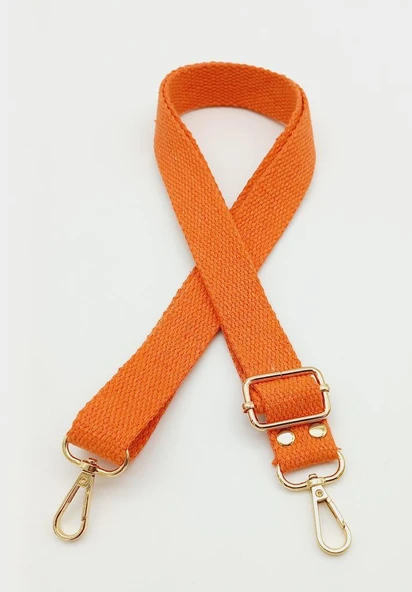 Çanta Aksesuar Pamuklu Kolon 120X3 Cm Turuncu Light Gold Metalli