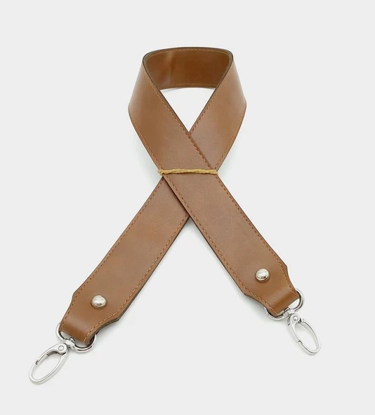 Çanta Aksesuar Suni Deri Kalın Sap 70X3,3 Cm Taba Gümüş Metalli ürün görseli 1