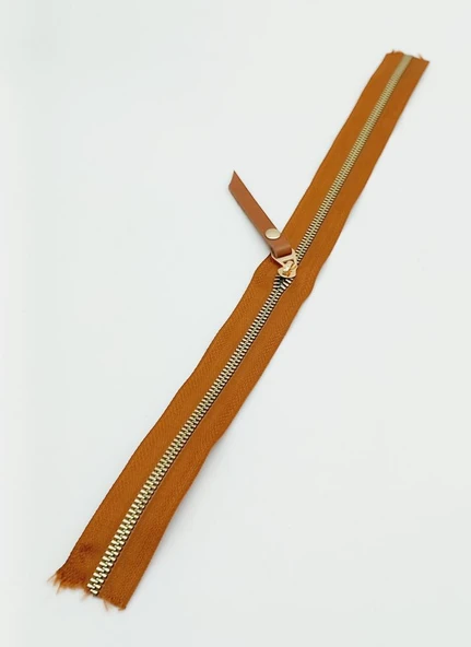 Çanta Aksesuar Gerçek Deri Başlıklı Taba Fermuar 40 Cm Light Gold Metal