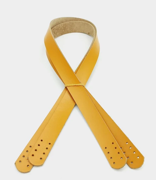 Çanta Aksesuar Hardal Renk Gerçek Deri 70X2.3 Cm Çift Sap - 1