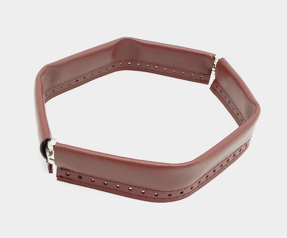 Çanta Aksesuar Bordo Renk Derili Metal Çanta Ağzı 25 Cm