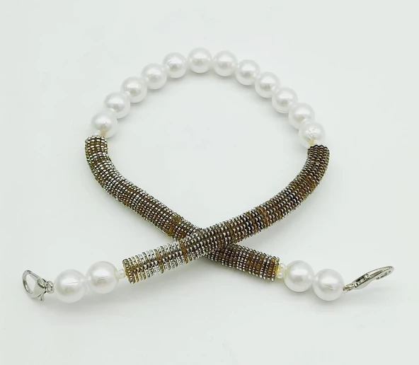 Çanta Aksesuar 45 cm Akrilik Pullu İncili Çanta Sapı No:6 ürün görseli 1