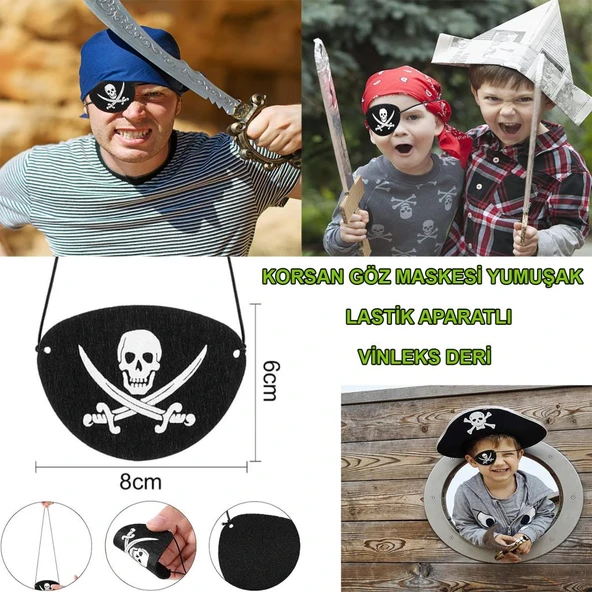 Nessiworld Vinleks Deri Korsan Göz Bandı Göz Maskesi Lastikli - 1