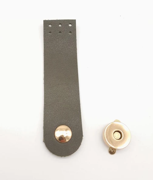 Çanta Aksesuar Haki Renk Tek Kat Suni Deri Kapak 10.5x2.5 cm Light Gold Metal ürün görseli 1