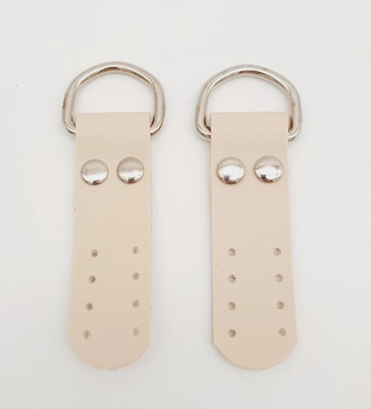 Çanta Aksesuar Krem Tek Kat Suni Deri Sapucu Böce Gümüş Metalli