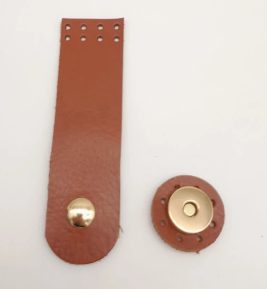 Çanta Aksesuar 11x3 cm Taba Gerçek Deri Düz Çanta Kapağı Light Gold Metalli