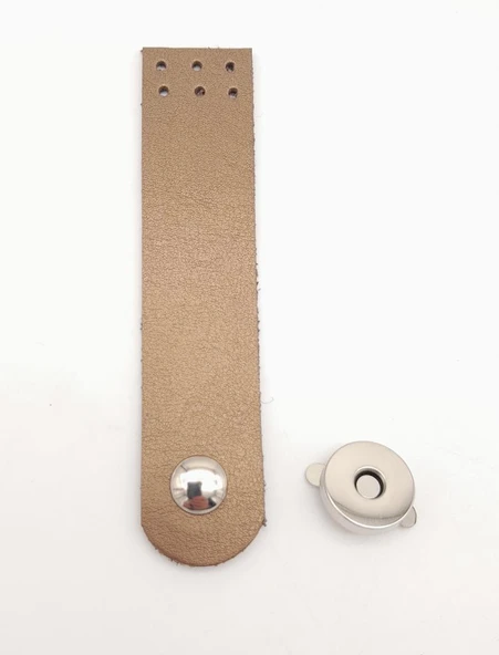 Çanta Aksesuar Bakır Renk Tek Kat Suni Deri Kapak 10.5x2.5 cm Gümüş Metal