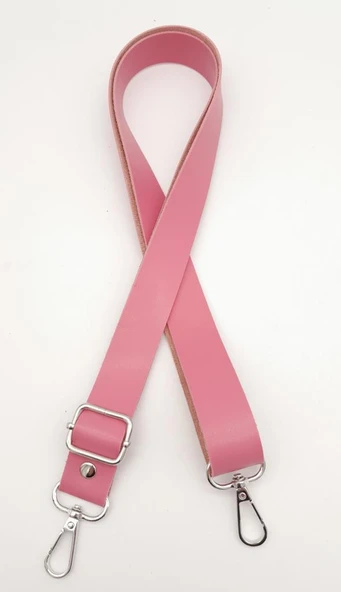 Çanta Aksesuar Suni Deri Ayarlı Çanta Sapı 120X2.4 Cm Fuşya Gümüş Metal