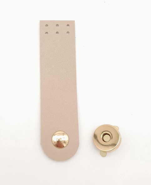 Çanta Aksesuar Bej Renk Tek Kat Suni Deri Kapak 10.5x2.5 cm Light Gold Metal ürün görseli 1