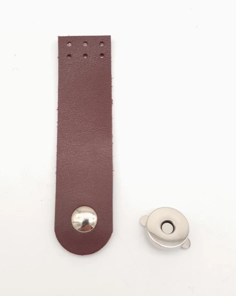 Çanta Aksesuar Bordo Renk Tek Kat Suni Deri Kapak 10.5x2.5 cm Gümüş Metal
