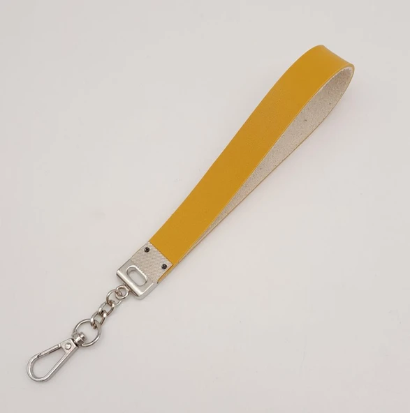 Çanta Aksesuar Hardal Tek Kat Suni Deri Zincirli Elcik Gümüş Metal - Resim 3