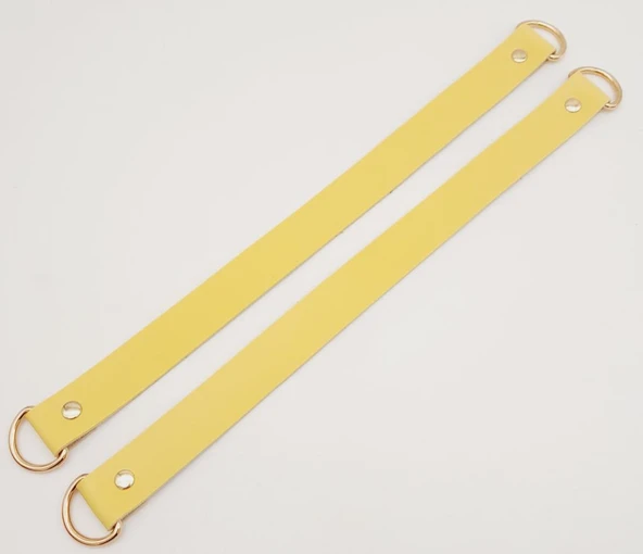 Çanta Aksesuar Suni Deri 38x2.5 cm Sarı Renk Çift Çanta Sapı Light Gold Metalli - Resim 2