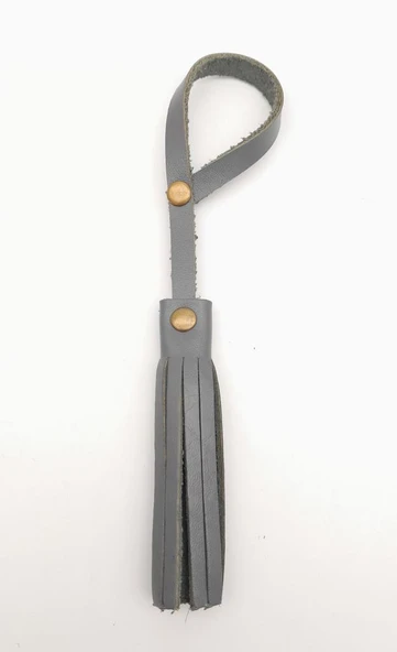 Çanta Aksesuar Gri Renk Gerçek Deri Püskül Antik Metalli ürün görseli 1