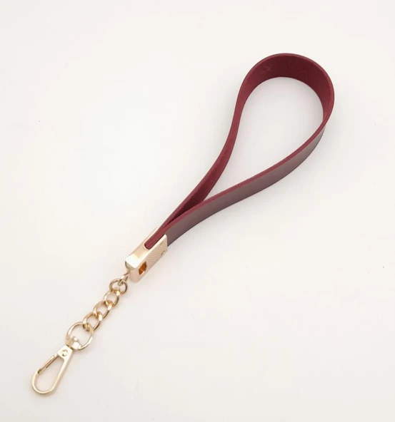 Çanta Aksesuar Bordo Tek Kat Suni Deri Zincirli Elcik Light Gold Metal - Resim 2