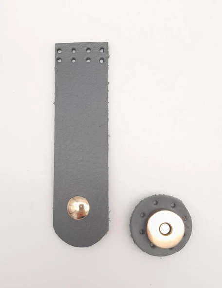 Çanta Aksesuar 11x3 cm Gri Gerçek Deri Düz Çanta Kapağı Light Gold Metalli