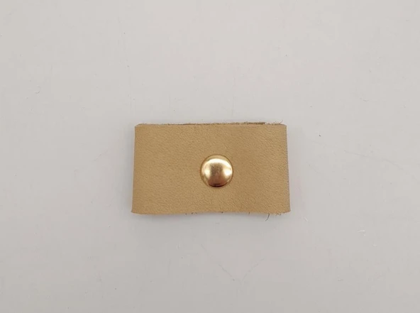 Çanta Aksesuar Ham Doğal Renk Gerçek Deri Büzgülük Light Gold Metalli - Resim 2