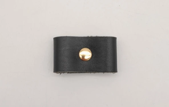 Çanta Aksesuar Siyah Gerçek Deri Büzgülük Light Gold Metalli - Resim 2